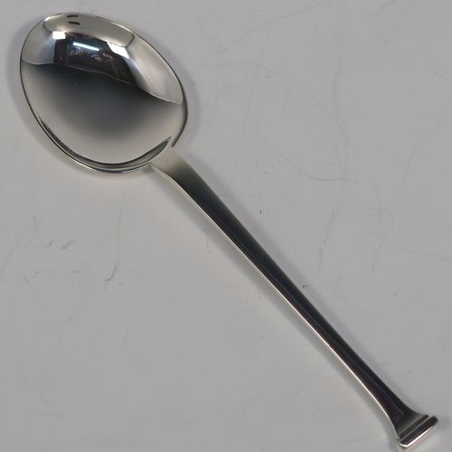 A very handsome Antique Sterling Silver christening set, having a fork and spoon in the plain Nail-End pattern, and all sitting in their original cream satin and dark blue velvet-lined presentation box. This elegant silver christening set was made by Charles Boyton and Sons of Sheffield in 1916. The dimensions of this fine hand-made antique silver christening set are length of fork 14 cms (5.5 inches), with a total weight of approx. 50g (1.6 troy ounces).