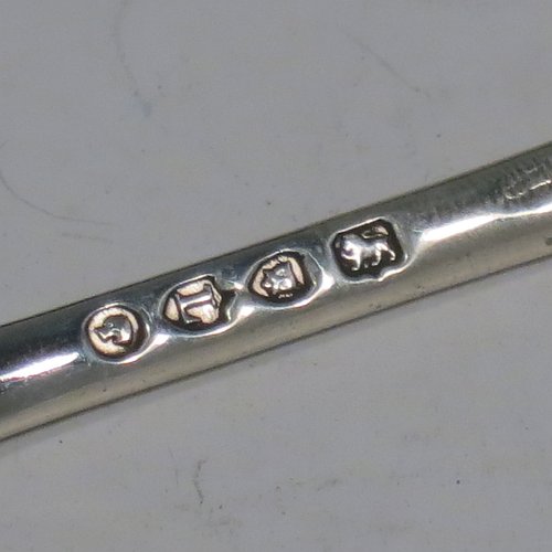 An Antique Victorian Sterling Silver christening set, having a knife, fork, and spoon, all with Albany pattern handles, and all sitting in their original purple satin and velvet-lined presentation box. Made by the William Gibson & John Lawrence of London in 1886 (for Goldsmiths & Silversmiths). The dimensions of this fine hand-made silver christening set are length of knife 20 cms (8 inches), with a total weight of approx. 125g (4 troy ounces).