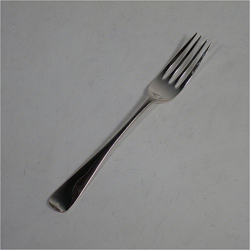 A very handsome Antique Victorian Sterling Silver christening set, having a fork and spoon, all in the plain Old English pattern, and all sitting in their original red satin and maroon velvet-lined presentation box. Made by Jackson and Fullerton of London in 1899. The dimensions of this fine hand-made antique silver christening set are length of spoon 16 cms (6.3 inches), with a total weight of approx. 60g (2 troy ounces).