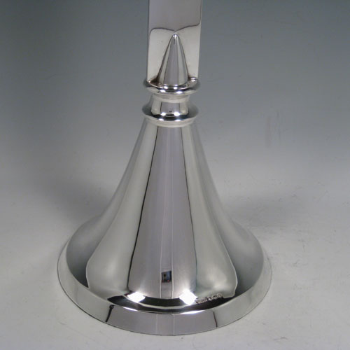 Sterling silver very plain large altar cross made by James Dixon of Sheffield in 1964. Height 47 cms (18.5 inches), spread across arms 19.5 cms (7.75 inches). Please note that the base is weighted.
