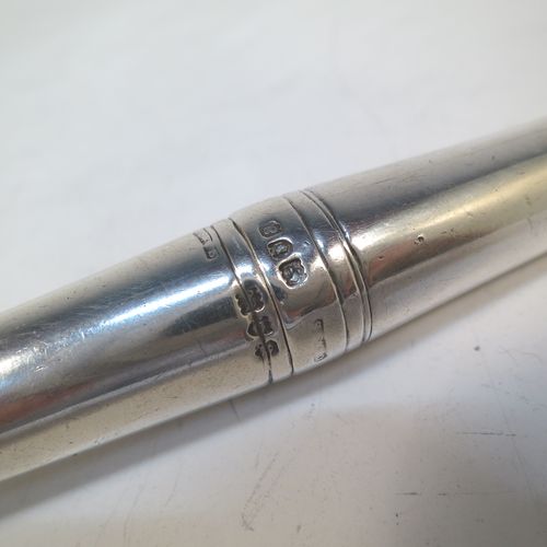 A rare Antique Victorian Sterling Silver travelling pocket or picnic collapsible corkscrew, having a very plain tapering cylindrical body and a mild steel cork-screw. Made by Saunders and Shepherd of London in 1896. The dimensions of this fine hand-made antique silver collapsible travelling picnic corkscrew are length 7.5 cms (3 inches), width 2 cms (0.5 inches), and it weighs approx. 40g (1.3 troy ounces).