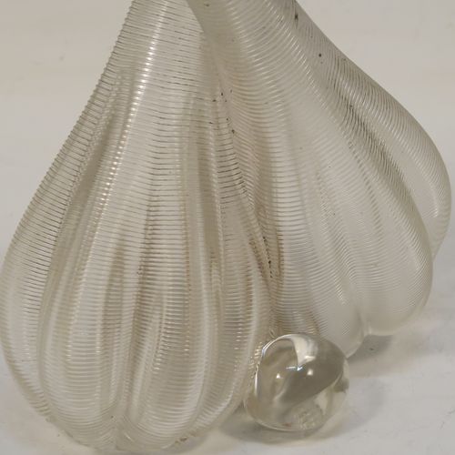 A very unusual and elegant Antique Edwardian Sterling Silver and crystal oil and vinegar tipper set, having plain round silver mounts on a hand-blown and cut crystal body. This beautiful oil and vinegar tipper set was made by William Sparrow of Birmingham in 1904. The dimensions of this fine hand-made vinegar and oil set are height 15 cms (6 inches), length 11.5 cms (4.5 inches), and width 6.5 cms (2.5 inches).