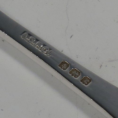 A very pretty and unusual Sterling Silver set of six pastry forks, having hand-pierced handles, and three tined forks, all in their original cream satin and black velvet-lined presentation box. Made by Angora Silver Co., of Birmingham in 1949. The dimensions of these fine hand-made silver pastry forks are length 13.5 cms (5.25 inches), and they weigh a total of 104g (3.4 troy ounces). Please note that the interior satin straps that cover the hinges are damaged.