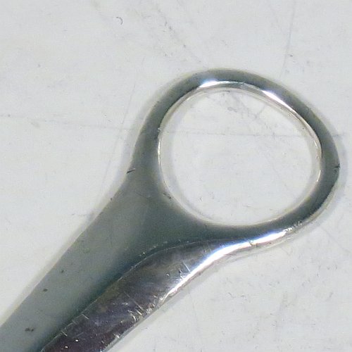 An Antique Georgian Sterling Silver meat or game bird skewer, having a very plain tapering body with ring handle. Made by William Sumner I of London in 1793. The dimensions of this fine hand-made antique silver game bird or meat skewer are length 27 cms (10.5 inches), and it weighs approx. 108g (3.5 troy ounces).