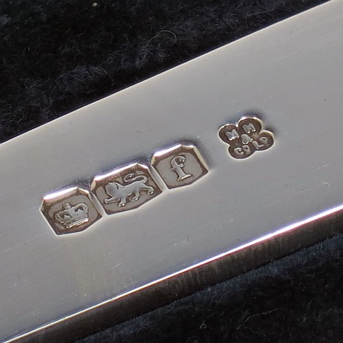 A very handsome set of three Antique Sterling Silver meat and game bird skewers, having very plain tapering bodies with ring handles, in three sizes and in their original cream satin and black velvet-lined presentation box. This elegant set of silver skewers were made by Martin Hall and Co. Ltd., of Sheffield in 1923. The dimensions of this fine hand-made set of Antique silver game bird or meat skewers are length of longest skewer 25.5 cms (10 inches), and they weigh a total of approx. 127g (4 troy ounces)