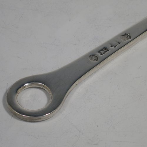 A large and very handsome Antique Georgian George II Sterling Silver meat or game bird skewer, having a very plain tapering body with a plain ring handle. Made by Louis Dupont of London in 1740. The dimensions of this fine hand-made antique silver game bird or meat skewer are length 32.5 cms (12.75 inches), and it weighs approx. 103g (3.3 troy ounces).