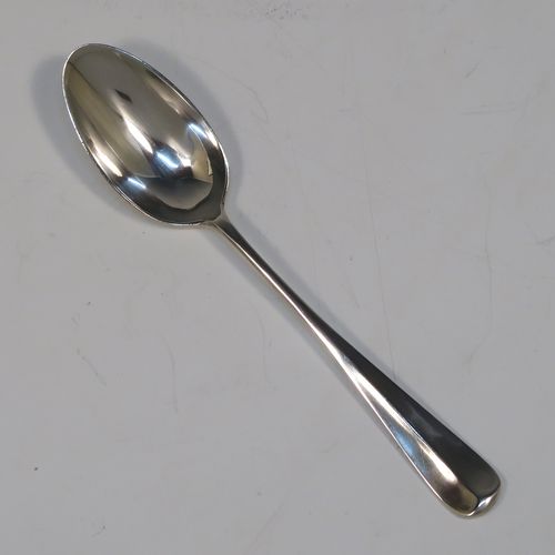 A beautiful Antique Edwardian Sterling Silver set of twelve teaspoons or coffee spoons and sugar nips in the Rattail Hanoverian pattern, all in their original cream satin and blue velvet-lined presentation box. This elegant set of antique silver spoons and sugar nips were made by Marin and Hall of Sheffield in 1905. The dimensions of this fine hand-made set of Rattail coffee spoons or teaspoons are length of each spoon 11 cms (4.3 inches), and the total weight is approx. 142g (4.6 troy ounce).