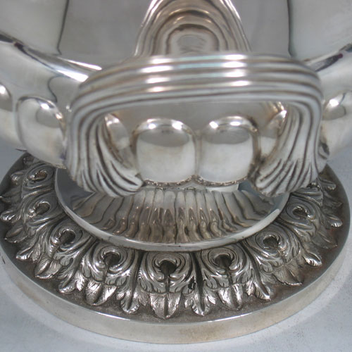 Antique Georgian Irish sterling silver wine cooler made by Edward Power & Edward Twycross of Dublin in 1825. Height 26 cms, diameter 27 cms.